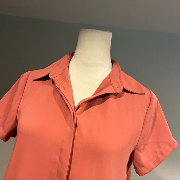 Cynthia Rowley rust orange short sleeve straight knee length oversized dress - Picture 2 of 15